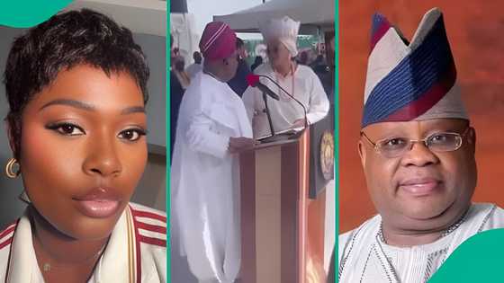 "It's funny": Nigerian lady reacts to video of Oluremi Tinubu interrupting Gov Adeleke