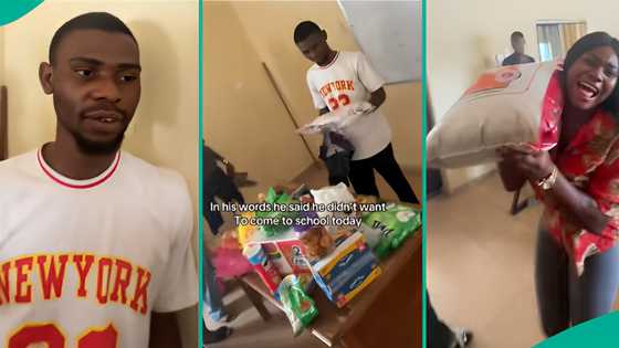 Class rep receives bag of rice, carton of noodles and other gifts from his coursemates, he reacts