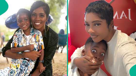 Tiwa Savage issues stern warning to son as she gifts him iPhone: “She's trying to protect him”