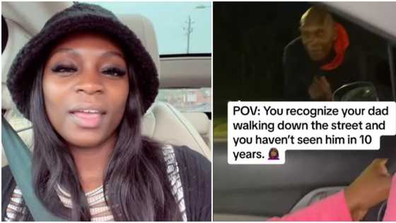 Touching video as lady who hadn't seen her dad in 10 years finds him walking on street