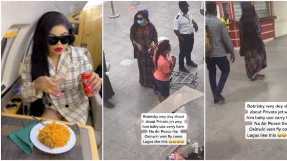 Bobrisky spotted boarding Air Peace flight to Lagos after bragging about flying in private jet with staff