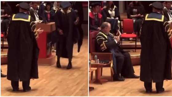 "ASUU left the group chat": Nigerian man graduates from foreign uni, dances to stage to receive his degree