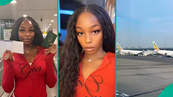 Nigerian lady travels to China without any suitcase, shares why she carried only small purse