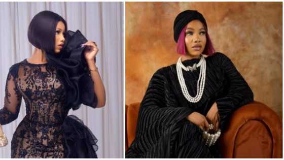 Pretty in black: Reality TV star Tacha dazzles in stylish dress for her movie premiere