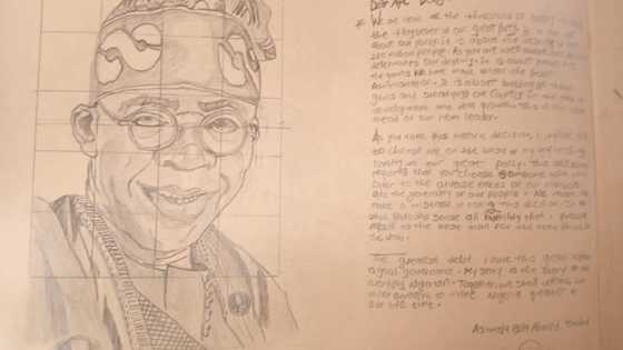 "Asiwaju for President": Talented SS1 student draws special portrait of Tinubu