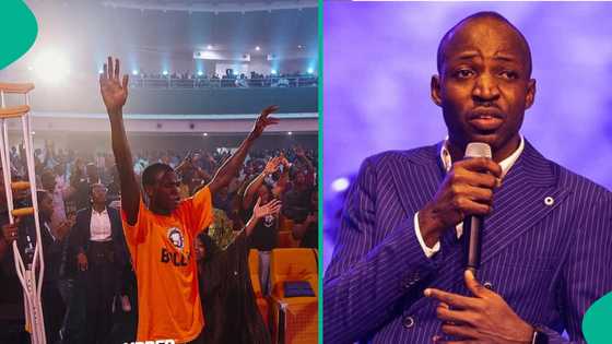 Dunsin Oyekan: Man with crutches gets healing, singer blesses him with N1m, video trends
