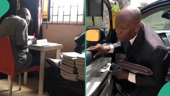 Nigerian lady shares video of her dad with 4 degrees who has "refused to let book rest"