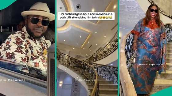 Nigerian man buys mansion for wife who gave birth to twins, video melts hearts on TikTok
