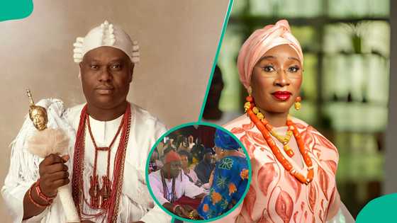Heartwarming moment between Ooni of Ife and Olori Ronke at daughter's wedding gets fans talking