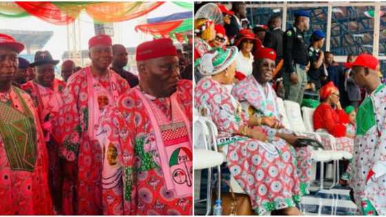 Regina Daniels' billionaire hubby Ned Nwoko pays respect to Atiku and wife in public, photos spark reactions