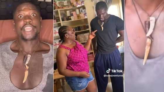 "You dey carry jazz for neck": Bold lady queries VeryDarkMan about strange neckpiece, he responds