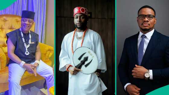 Bright Chimezie's son shares pic with Davido, dad as singer hosts them in Lagos: "See our legend"