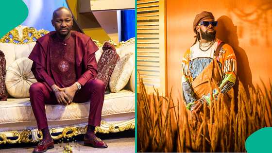 Apostle Suleman caught flying economy despite private jet claim, Timaya reacts: "He too lie"