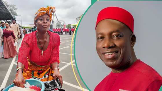 Soludo vs 74-year-old woman: Moment aged woman gifts governor live chicken as token of gratitude