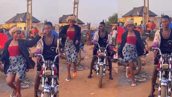 "He fell in love with her": Slim lady in shower cap dances and shakes waist for Okada man, video goes viral