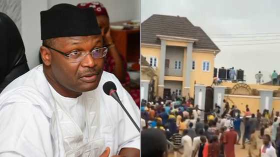 INEC reacts to viral video of property attacked by youths allegedly owned by Prof Yakubu