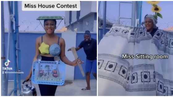 Miss House contest: Lady rocks household items as fashion pieces in viral video
