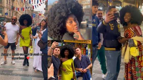 "Is she even real?" Beutiful black lady with huge afro captivates many in Instabul, men rush for pics