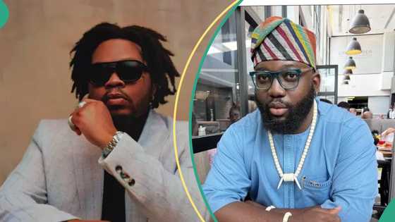 Olamide slams Opeyemi as he advises him on how to hold champagne flute: “E dey correct him helper”