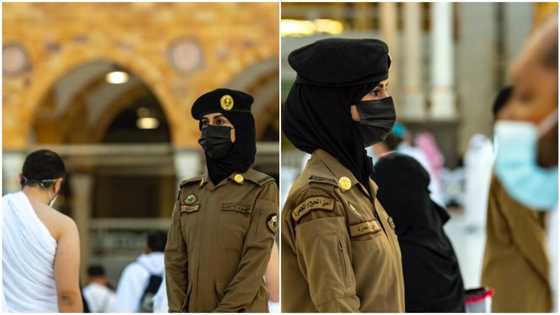 Photos of 'first' female security officers wearing trousers in Saudi Arabia's Grand Mosque spark reactions
