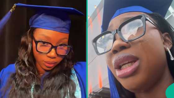 Lady cries bitterly as nobody shows up on her graduation day, video breaks hearts