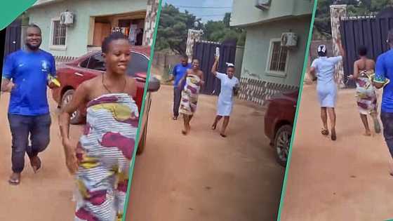 Pregnant woman smiles during labour as husband joins her to run around hospital, video trends
