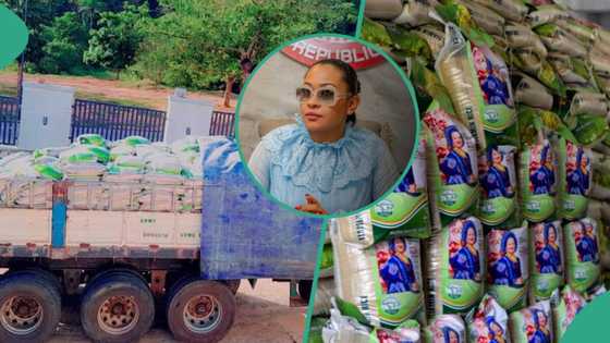 "Not for PDP members alone": Senator Natasha gifts constituents 6 trailers of rice for Christmas