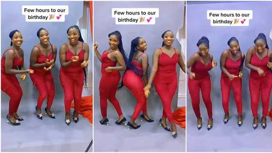 "God I want 3 babies": Triplets in matcing red jumpsuit display beautiful dance steps, video goes viral