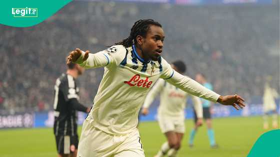 Ademola Lookman reacts after his first Champions League goal this season in Atalanta's win