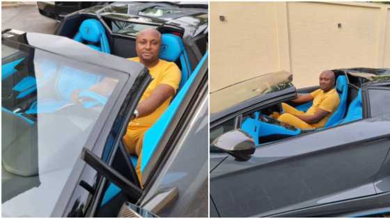 No crash am o: Funny reactions as Davido’s PA Isreal poses in singer’s newly acquired Lamborghini