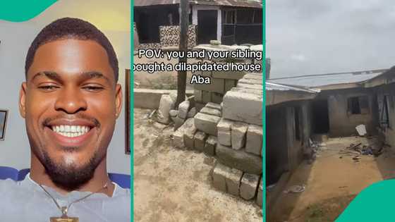 Man and sibling invest in dilapidated house located in Aba, show off building in viral video