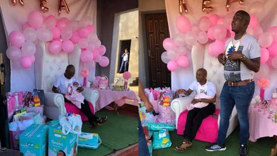 Social media reacts as young dad receives surprise baby shower from friends, photos of the colourful event go viral
