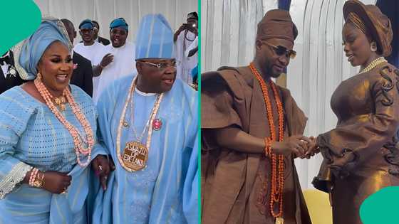 Governor Adeleke gushes over son’s bride at wedding, says they share same taste in women, fans react