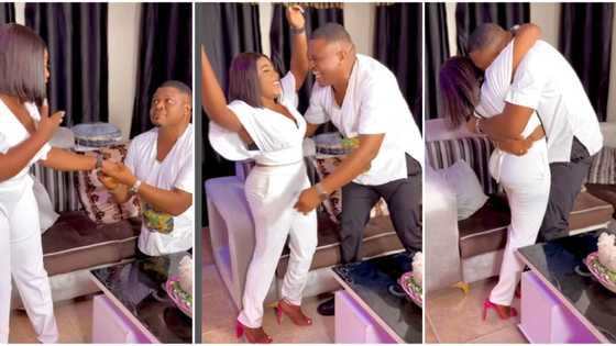 Cute video as Mr Ibu’s daughter, Jasmine says yes to Nollywood actor Ken Erics: "Cheers to forever with you"