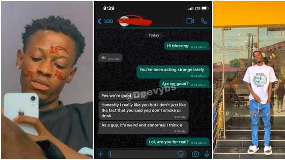 "I can't date you": Chat leaks as Nigerian lady loses interest in young man because he doesn't smoke or drink