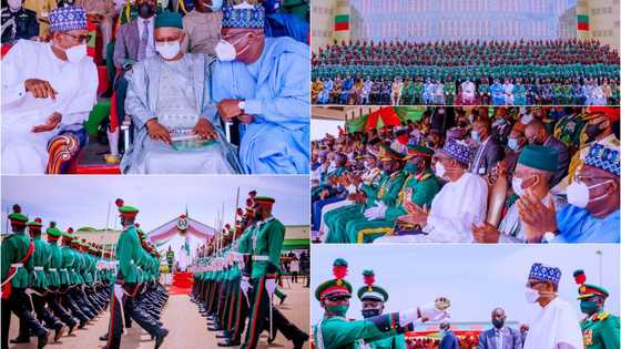 Photos emerge as Buhari, El-Rufai, Lawan attend passing-out parade of NDA cadets