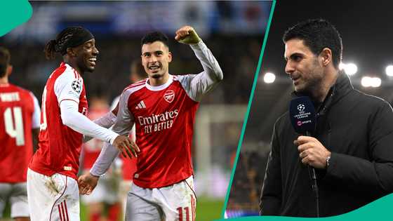 Mikel Arteta reacts after Arsenal maintain Champions League winning streak