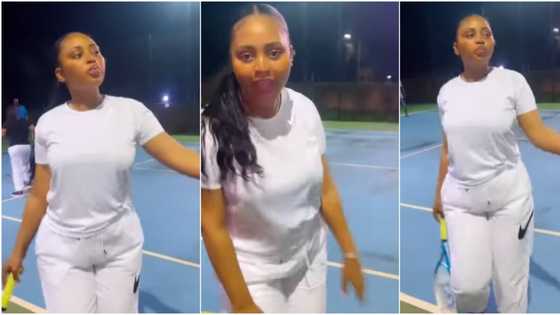 New mum Regina Daniel serves body goals as she shares lovely video of her playing tennis at midnight