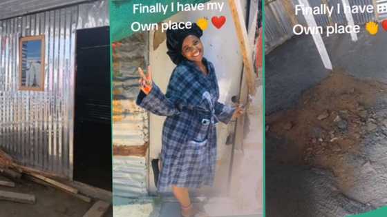 "Finally I have my own place": Lady celebrates building house with roofing sheets, shares video
