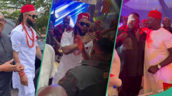 Odumeje, Cubana Chiefpriest, Obi Cubana storm Flavour's dad burial, clips trend: "What a show"