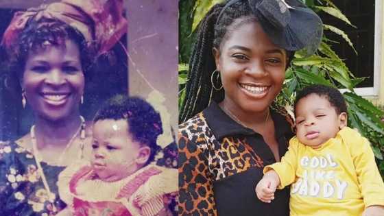 "So many years have passed": Lady recreates childhood photo with late mother, stirs emotions