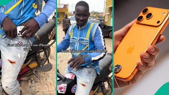 Man amazed after seeing okada rider allegedly using latest 'iPhone 17 Pro', people react