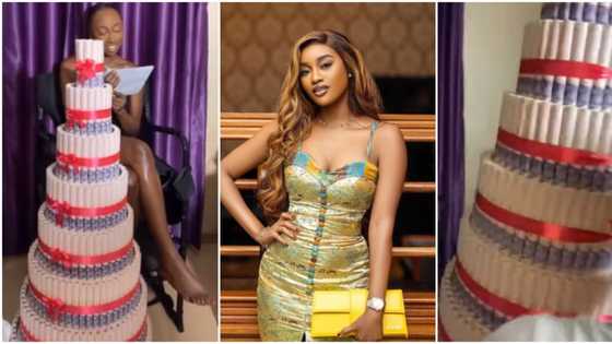 “Loyalty pays”: BBNaija’s Doyin sheds tears as Beauty sends her giant money cake to appreciate her friendship