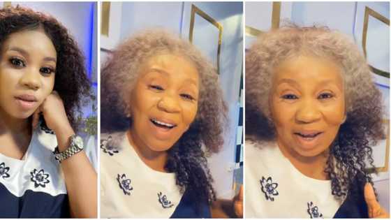 Beautiful grandma: Fans react as actress Wumi Toriola shows them how she would look at 78 in funny video