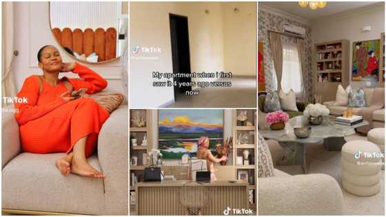 Lady shows apartment she turned to "palace" with amazing interior decor, video of cute couch & curtains trends