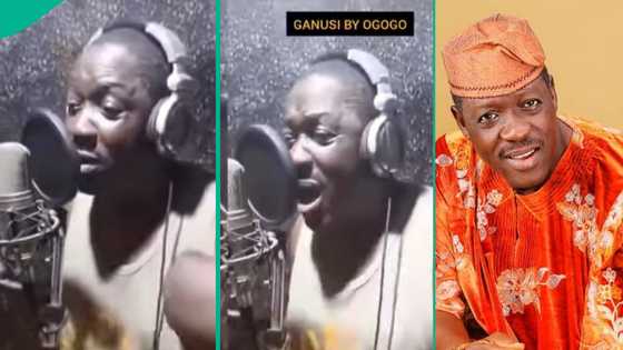 Video of Taiwo Hassan Ogogo in studio singing Ganusi goes viral: "We respect you pass all this"