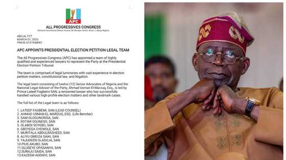 Jerin Sunaye: APC Ta Naɗa Manyan Lauyoyi 12 a Najeriya Da Zasu Kare Nasarar Tinubu a Kotu