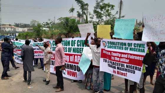 Presidential election: 18 CSOs protest against INEC, demand Mahmood Yakubu's resignation