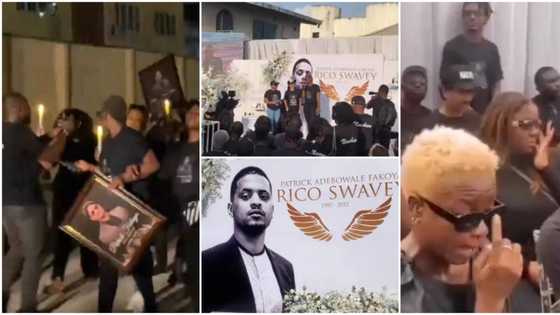 Rico Swavey: Tears flow during service of songs, Alex, Teddy A, other BBNaija stars attend