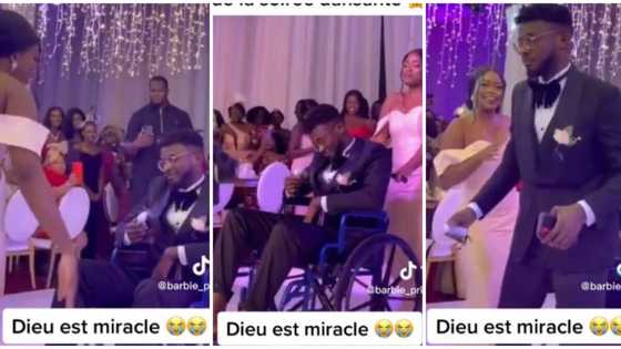 Surprise as man in wheelchair gets up at wedding and dances with the bride, video goes viral